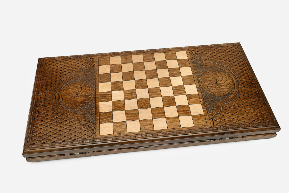 Georgian Backgammon Set - Coat of Arms II - handmade wooden backgammon board