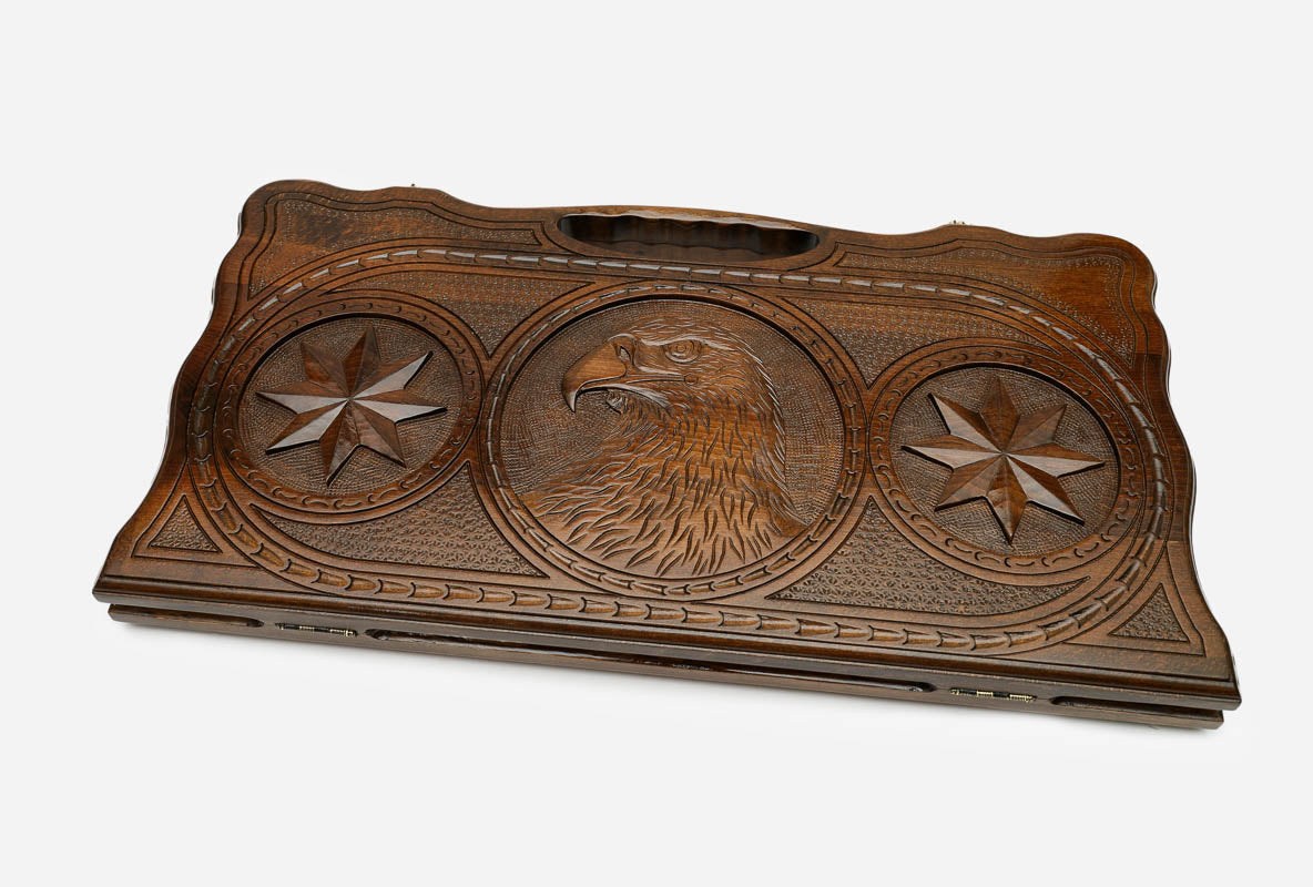 Backgammon Set Eagle - handmade wooden backgammon board
