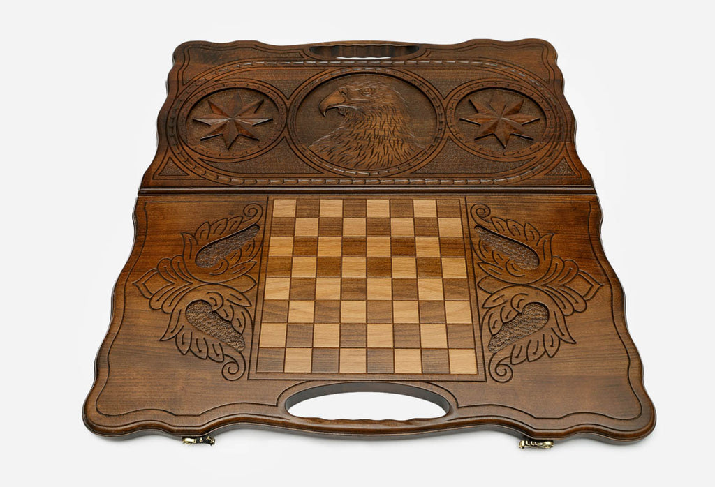 Backgammon Set Eagle - handmade wooden backgammon board