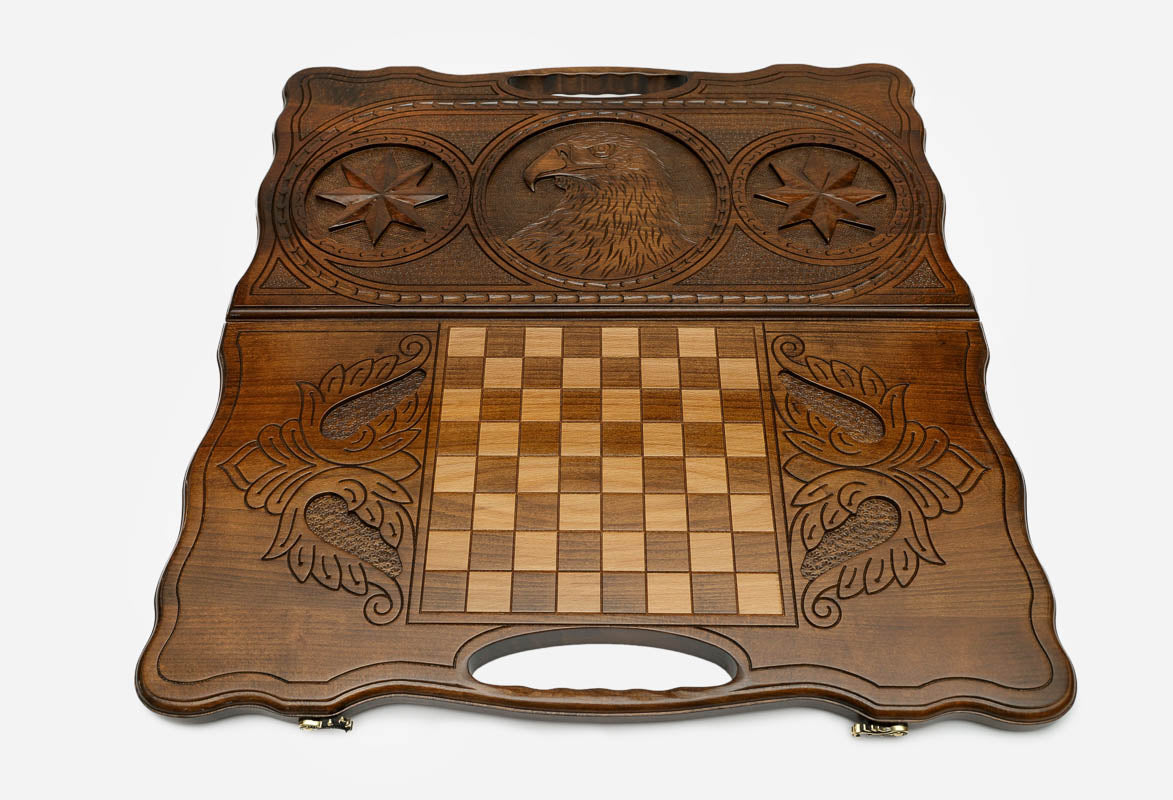 Backgammon Set Eagle - handmade wooden backgammon board