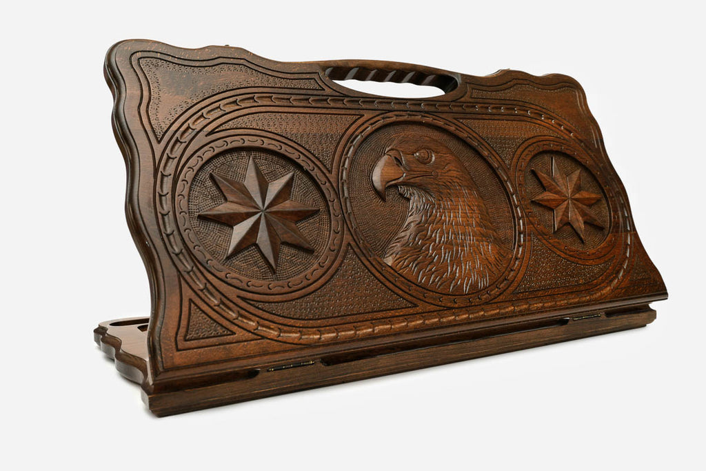 Backgammon Set Eagle - handmade wooden backgammon board