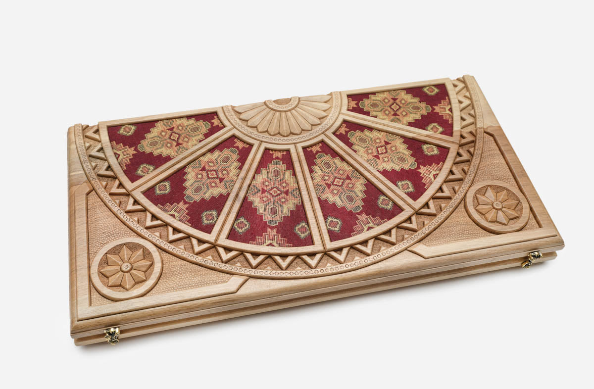 Armenian Backgammon Set - National Costume - handmade wooden backgammon board