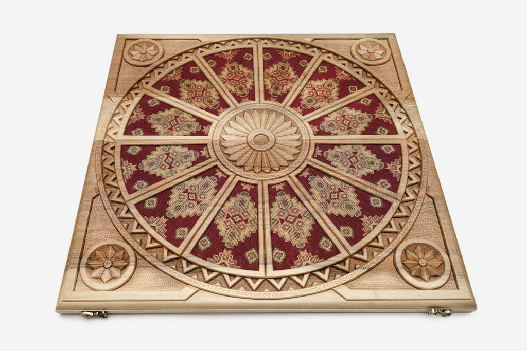 Armenian Backgammon Set - National Costume - handmade wooden backgammon board