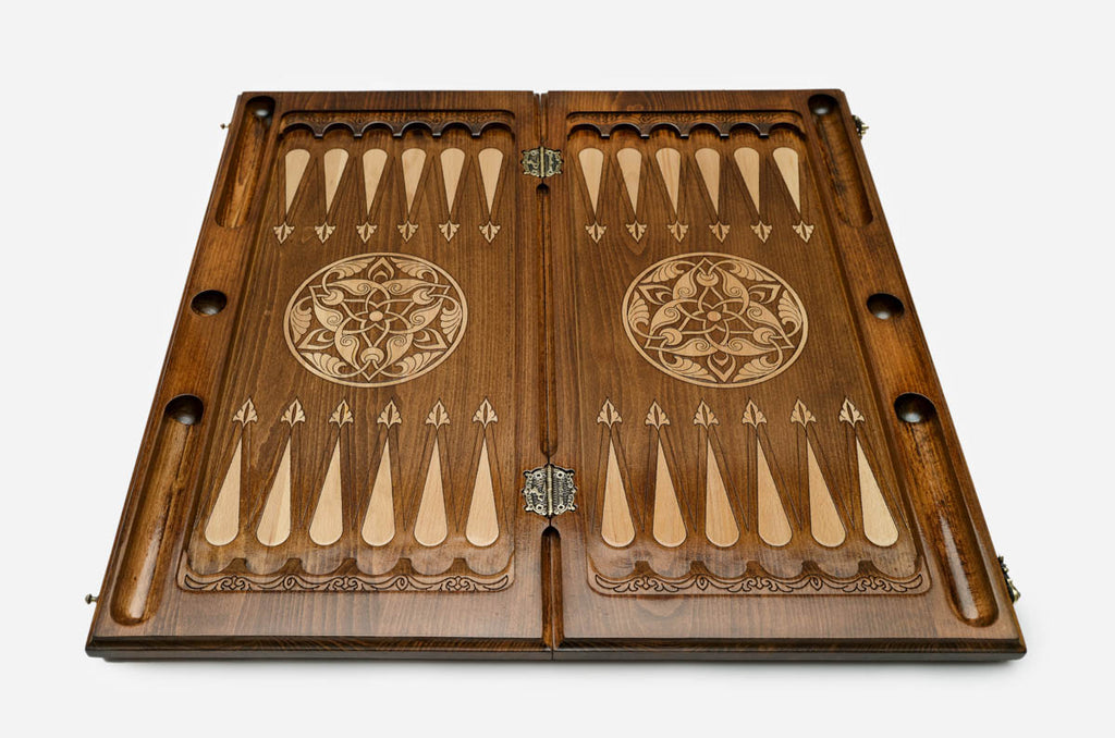 Armenian Backgammon Set - Ornaments VI - handmade wooden backgammon board
