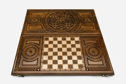 Armenian Backgammon Set - Ornaments VI - handmade wooden backgammon board