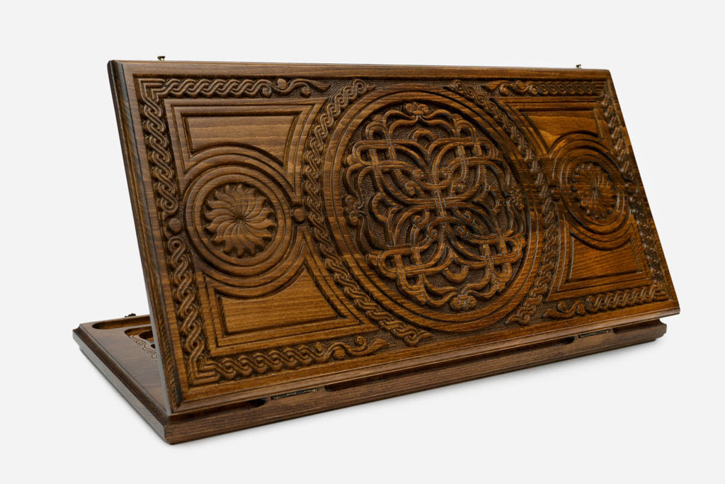 Armenian Backgammon Set - Ornaments VI - handmade wooden backgammon board