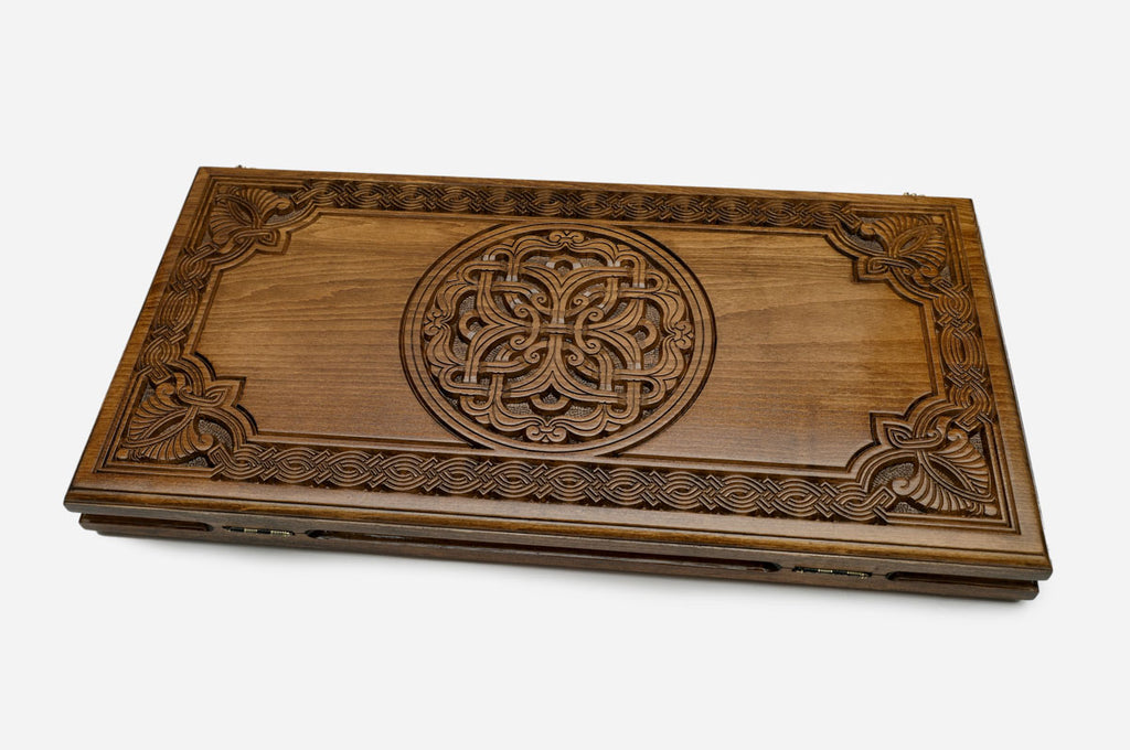 Armenian Backgammon Set - Ornaments IV - handmade wooden backgammon board
