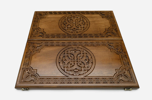 Armenian Backgammon Set - Ornaments IV - handmade wooden backgammon board