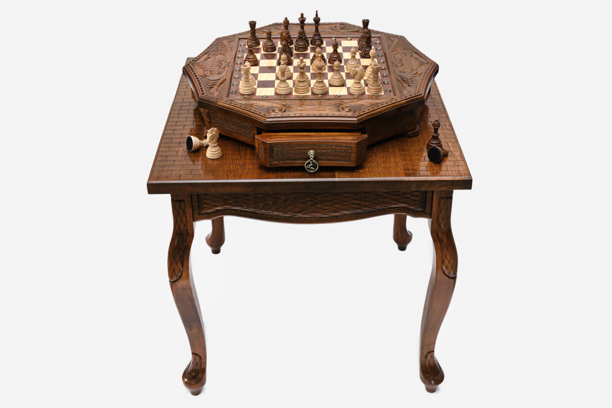 Handle Castle-Style game table disassembled with legs removed for shipping