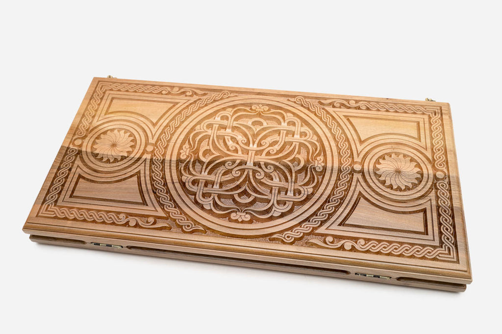 Armenian Backgammon Set - Ornaments III - handmade wooden backgammon board