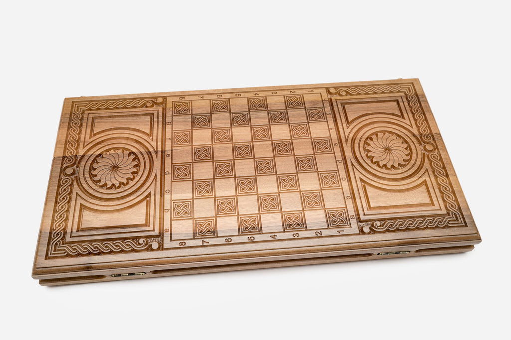 Armenian Backgammon Set - Ornaments III - handmade wooden backgammon board