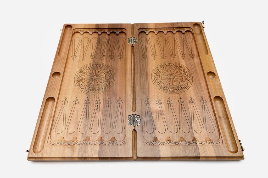 Armenian Backgammon Set - Ornaments III - handmade wooden backgammon board