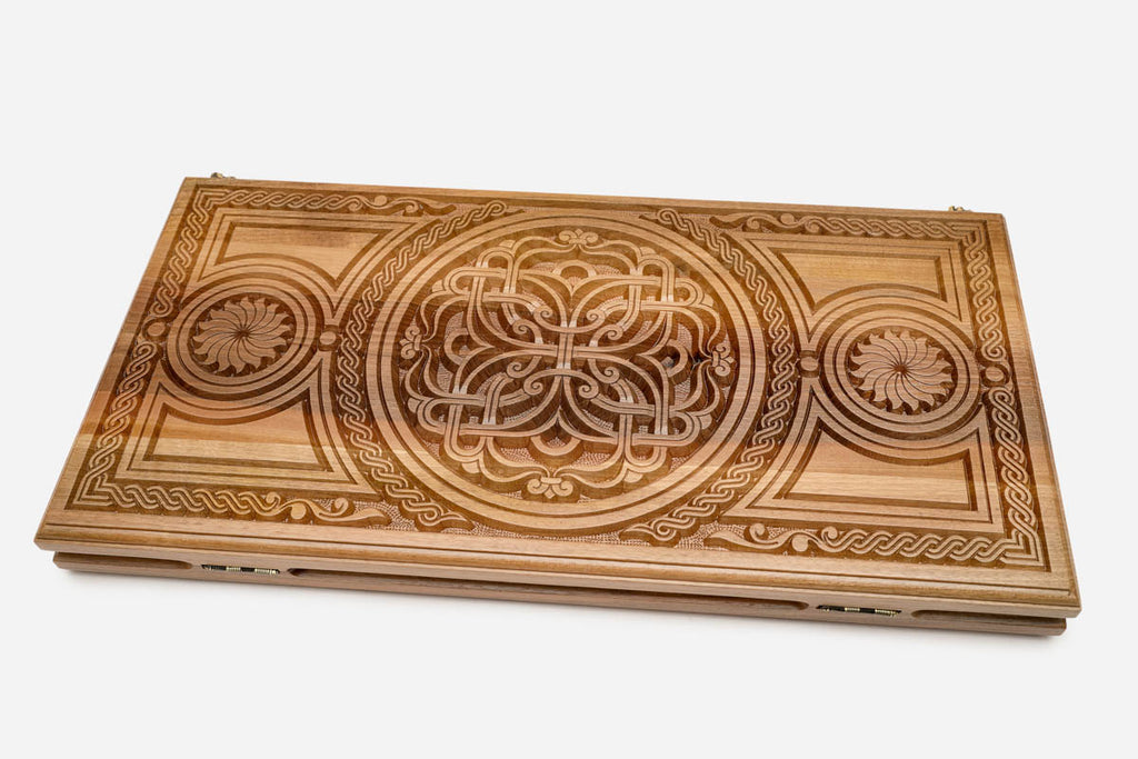 Armenian Backgammon Set - Ornaments II - handmade wooden backgammon board