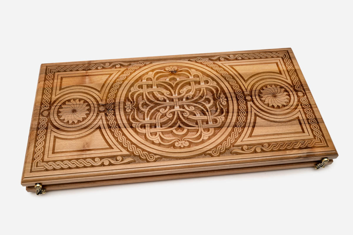 Armenian Backgammon Set - Ornaments II - handmade wooden backgammon board