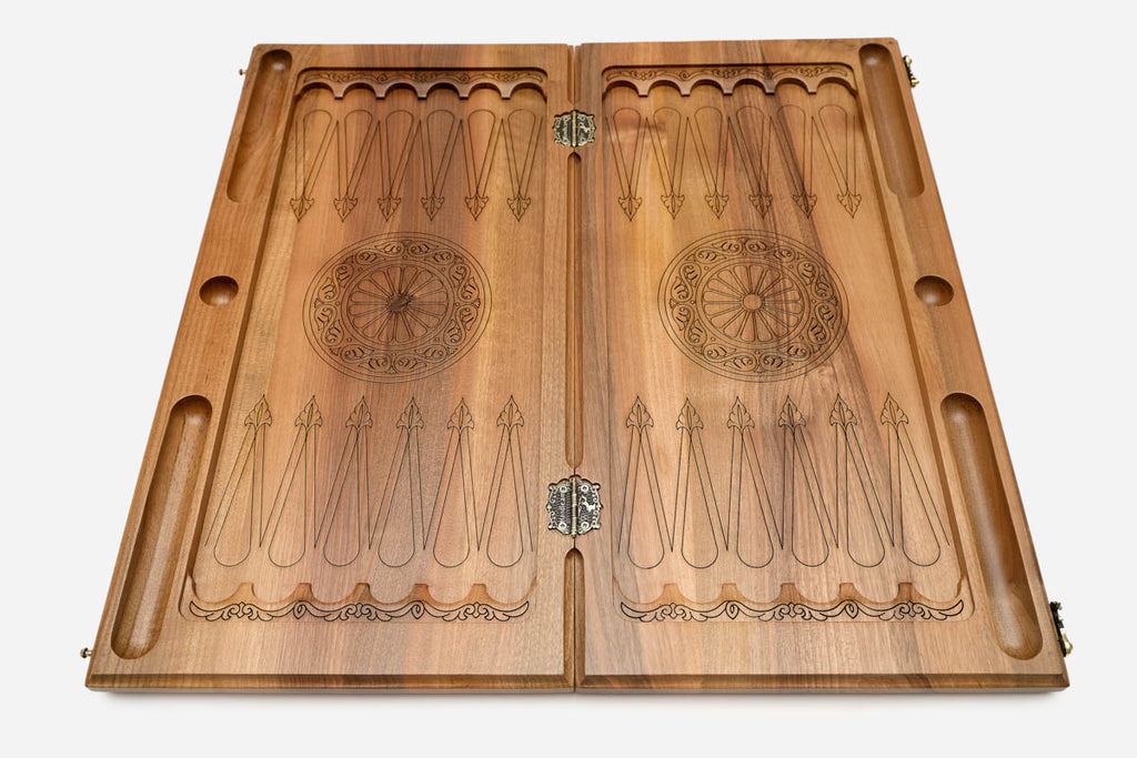 Armenian Backgammon Set - Ornaments II - handmade wooden backgammon board