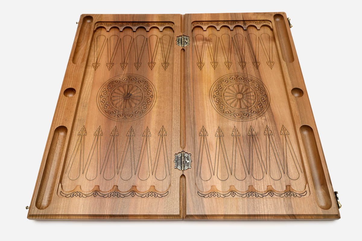 Armenian Backgammon Set - Ornaments II - handmade wooden backgammon board