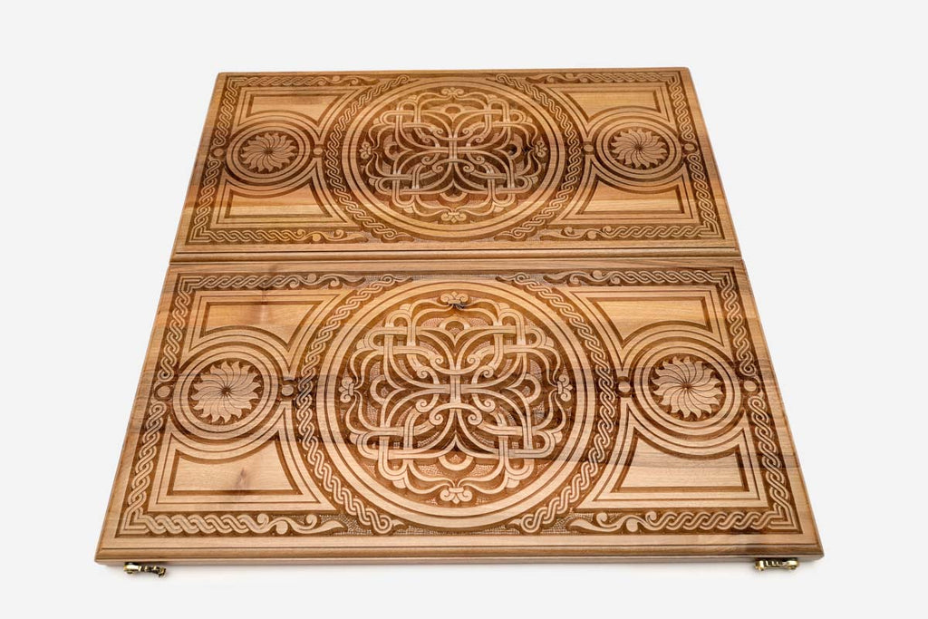 Armenian Backgammon Set - Ornaments II - handmade wooden backgammon board