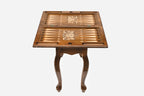 Handle Georgian Coat of Arms table opened flat for backgammon, top-down view