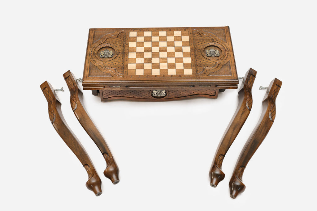 Handle Georgian Coat of Arms table disassembled with legs removed for shipping