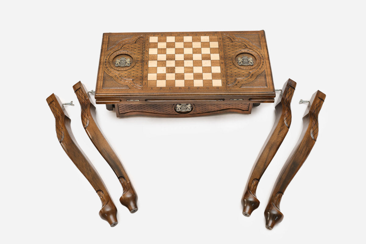 Handle Georgian Coat of Arms table disassembled with legs removed for shipping