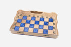 Detail of the blue epoxy squares and brass coordinate markers