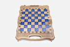 Overhead view of the blue epoxy board and the full bronze army