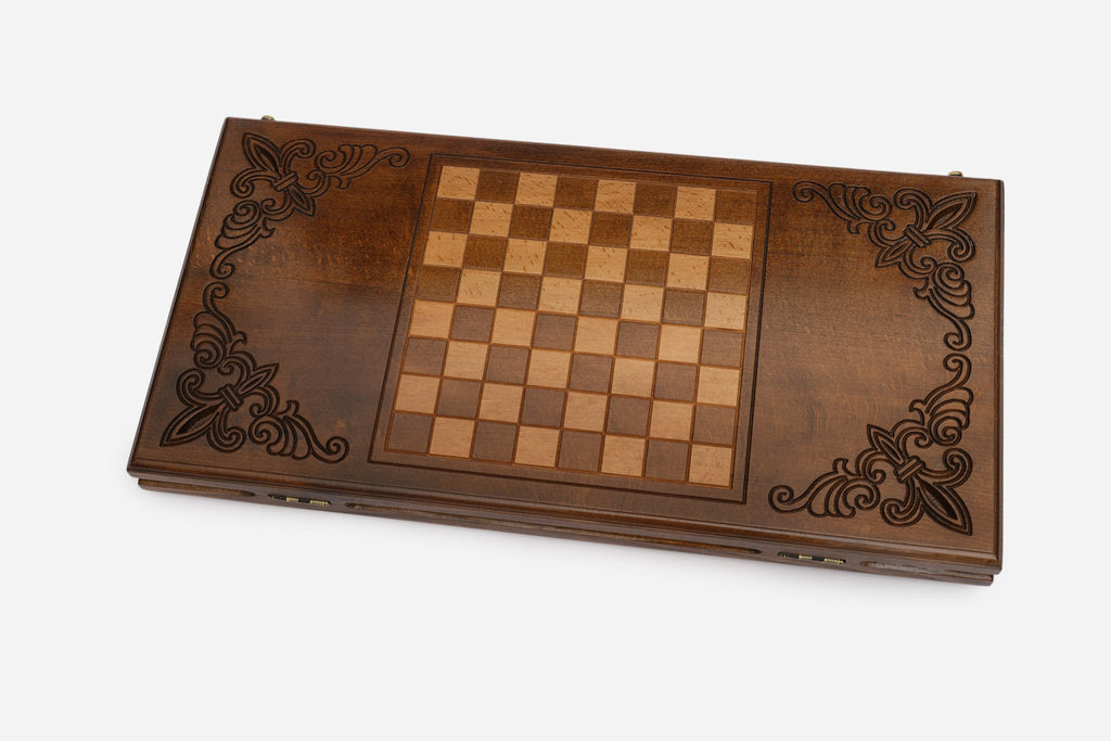 Georgian Backgammon Set - Coat of Arms - handmade wooden backgammon board