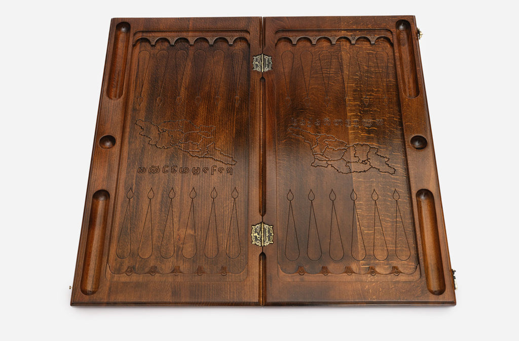 Georgian Backgammon Set - Coat of Arms - handmade wooden backgammon board