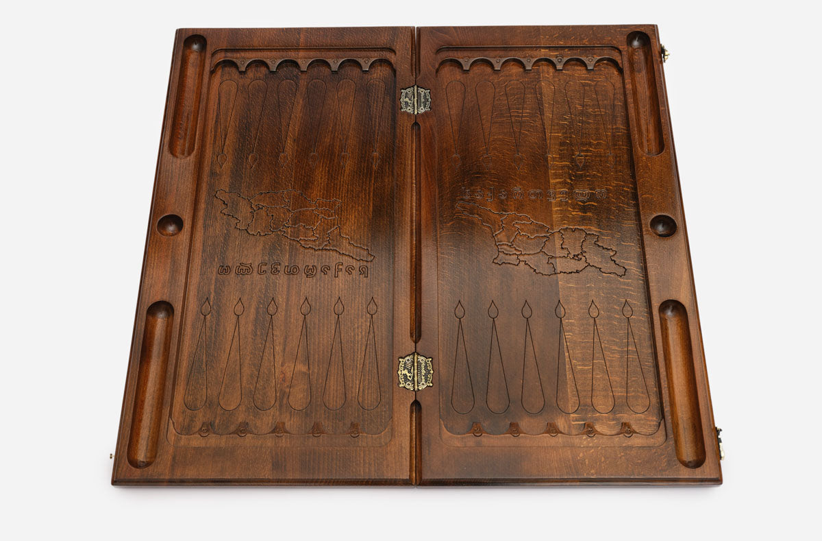 Georgian Backgammon Set - Coat of Arms - handmade wooden backgammon board