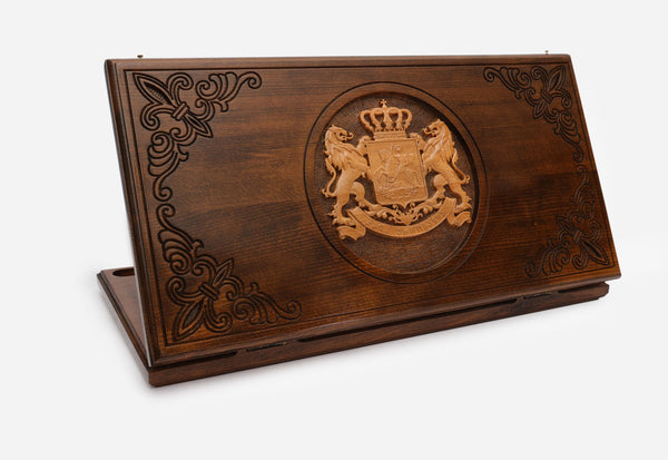 Georgian Backgammon Set - Coat of Arms - handmade wooden backgammon board