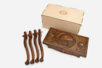 Handle Eagle backgammon table disassembled in its shipping crate