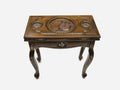 Handle Pomegranate Bronze backgammon table closed, front view showing the bronze medallions