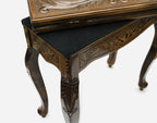 Close-up of the inlaid horses on the Handle backgammon table lid