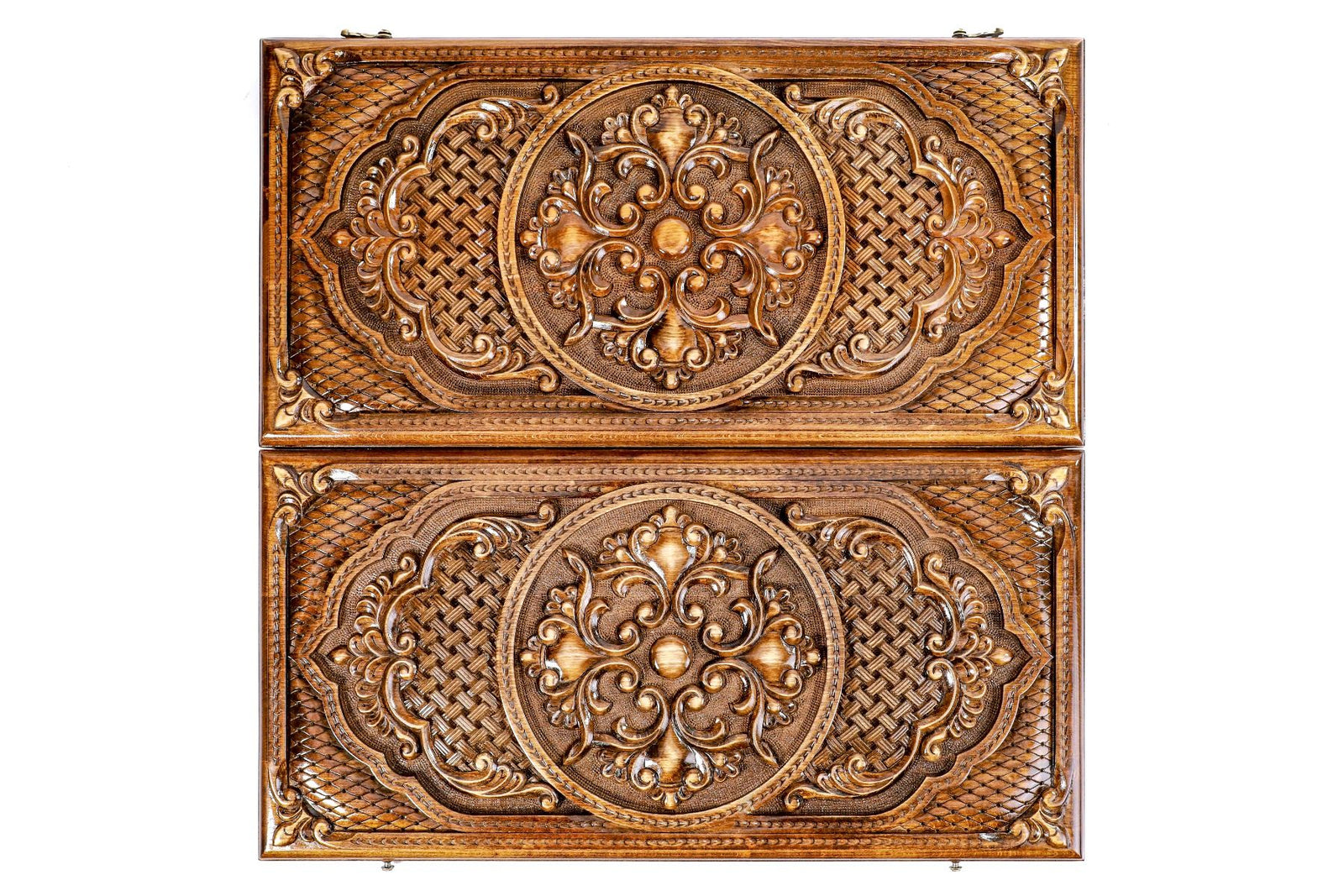 Wooden Carved Chess Set Ornamental Bas-Relief 60 cm | 24.7" - Unumperfectus