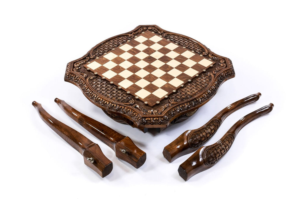 Chess Table Carved Luxurious - Unumperfectus