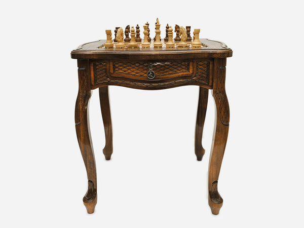 Engraved Beech Chess Table