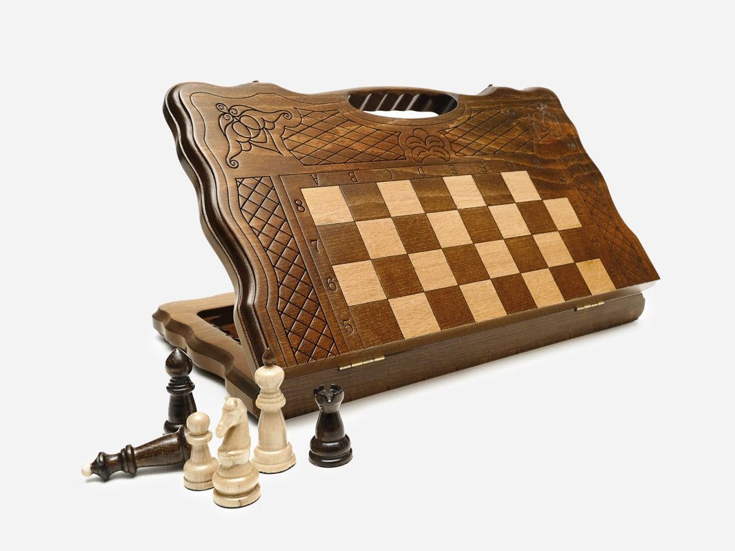 Standard Classic Beech Chess and Backgammon Set V