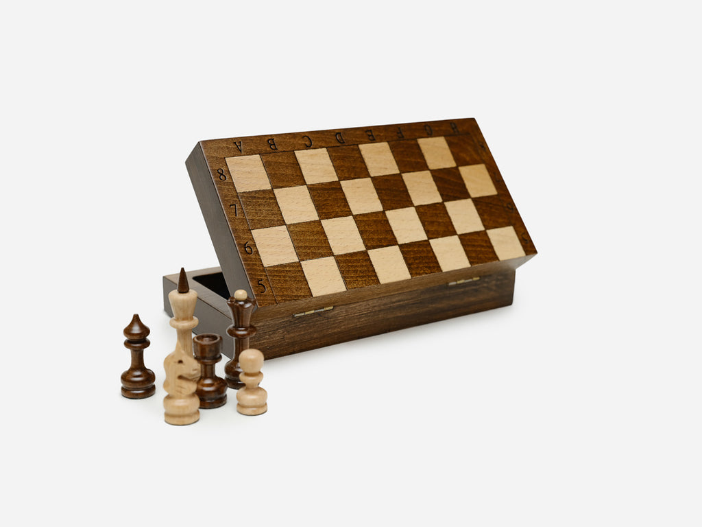 Compact Travel Beech Chess Set