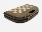 Close-up of the wooden backgammon checkers and dice
