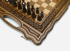 Carved chess and backgammon set detail 6