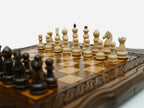 Carved chess and backgammon set detail 5
