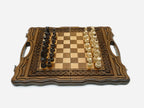 Carved chess and backgammon set detail 4