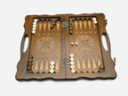 Carved chess and backgammon set detail 3