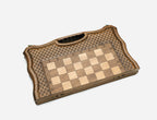 The Classic folding chess set shown closed, ready to carry