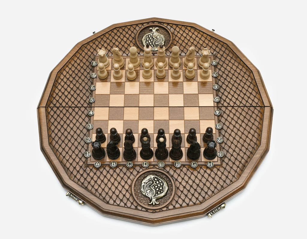Pomegranate and Grapevine chess set detail 4