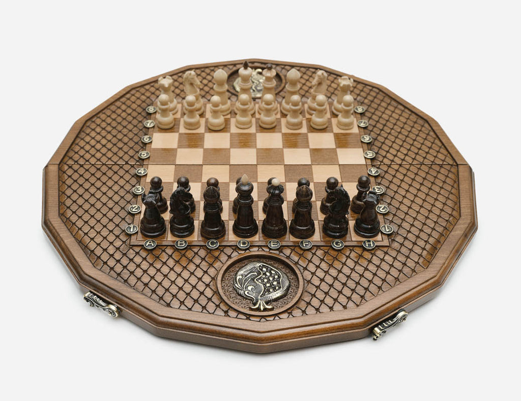 Pomegranate and Grapevine chess set detail 3