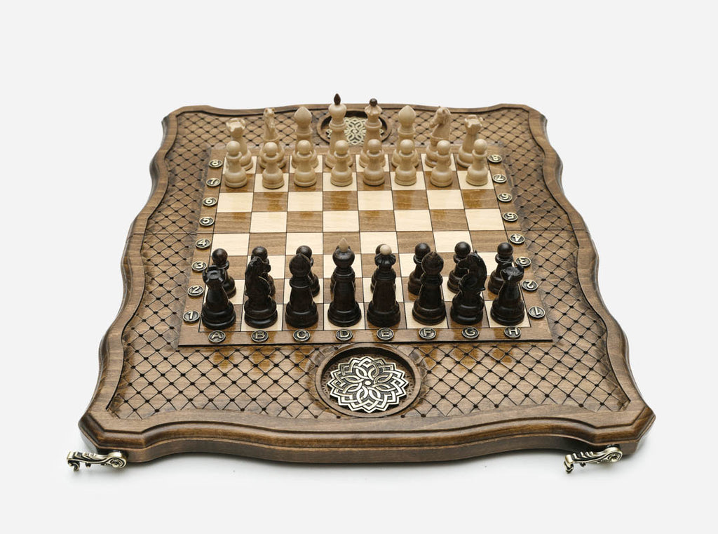 Ornamental Rosette chess set detail 4