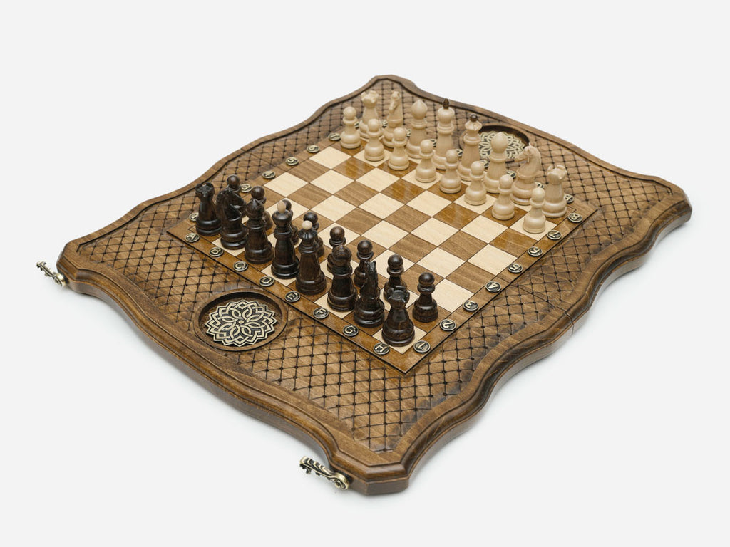 Ornamental Rosette chess set detail 3