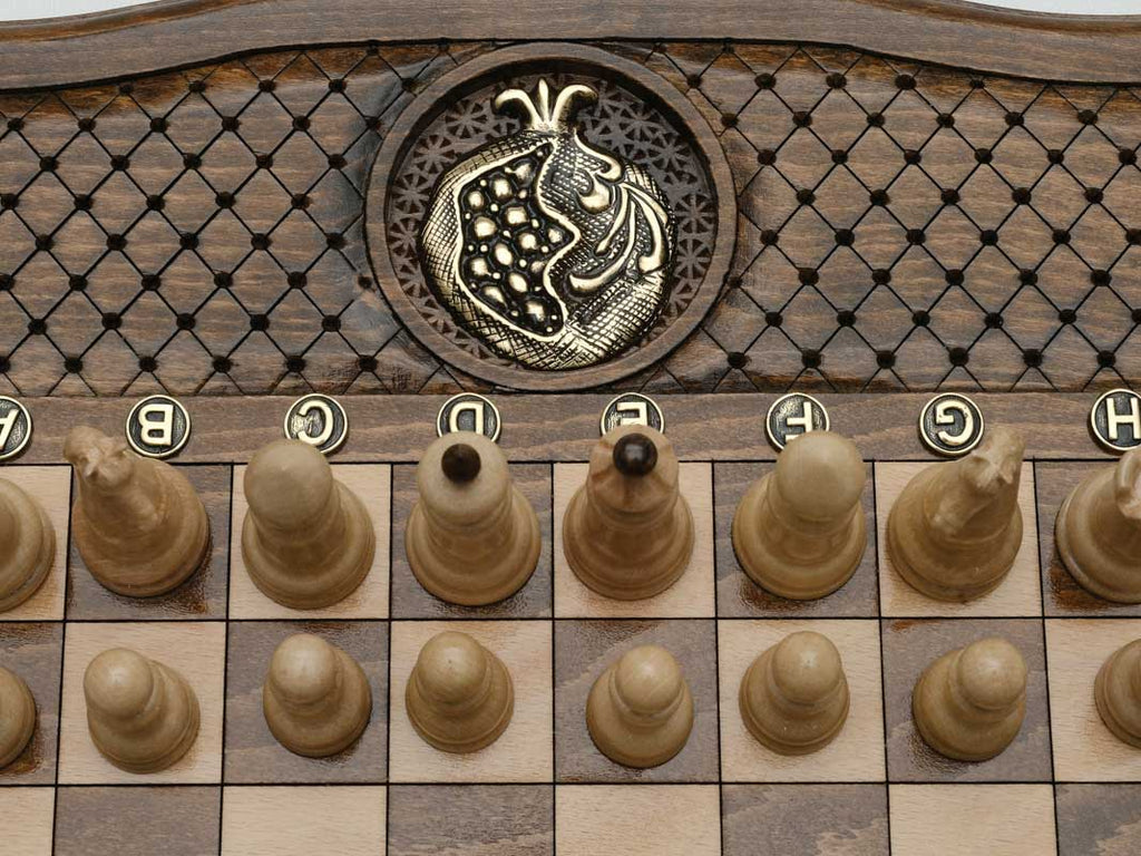 Pomegranate and Grapevine chess set detail 5