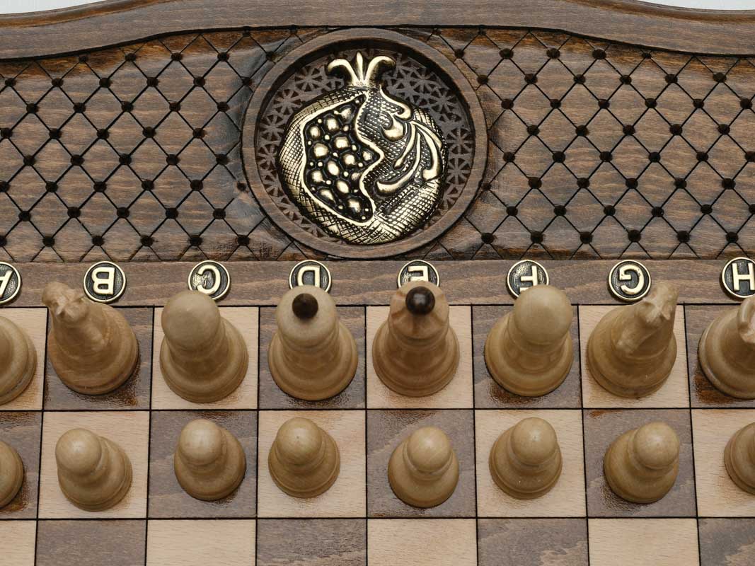 Pomegranate and Grapevine chess set detail 5